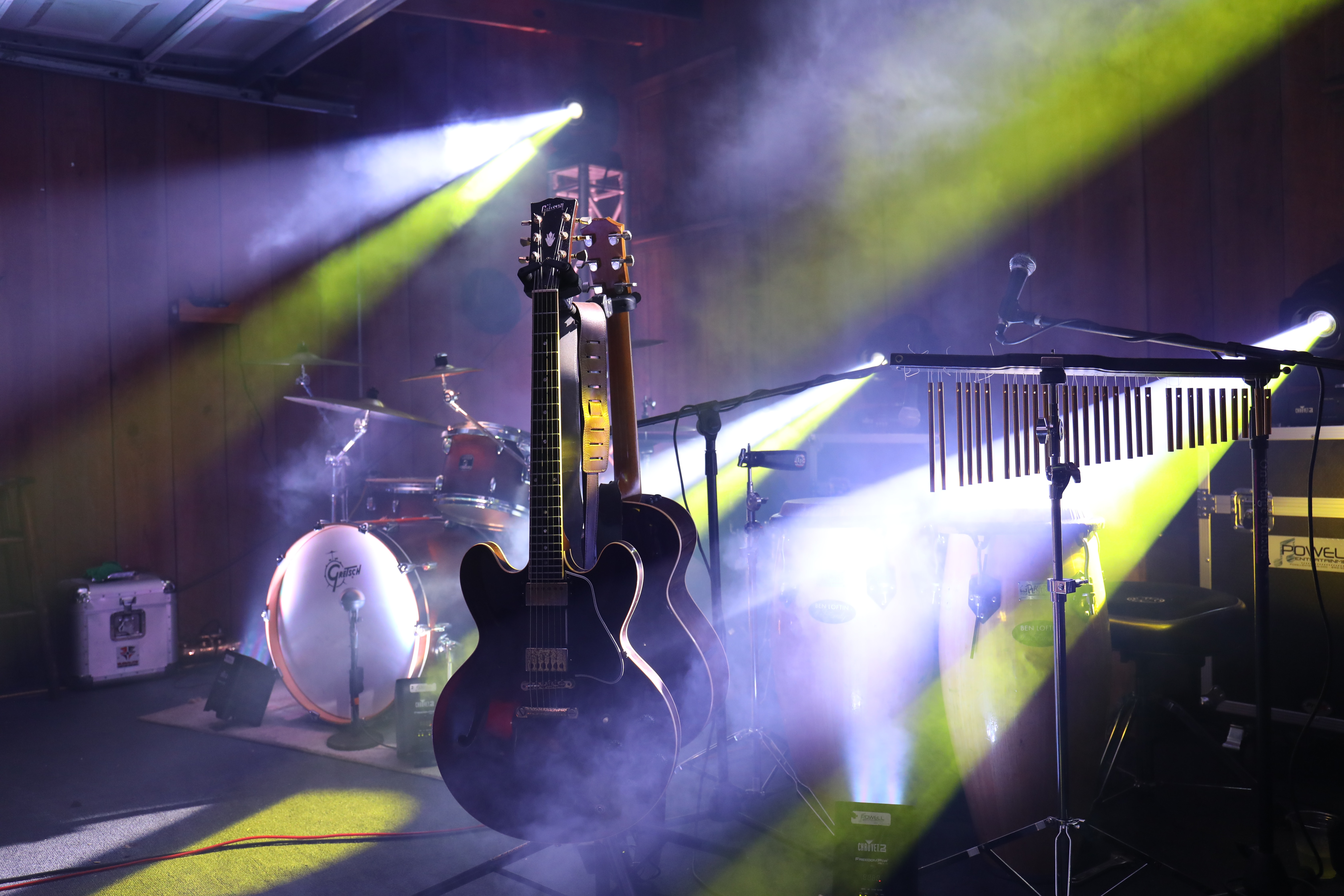 two guitars on stage